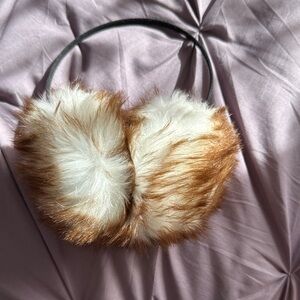 Faux Fur Earmuffs - Brown and White